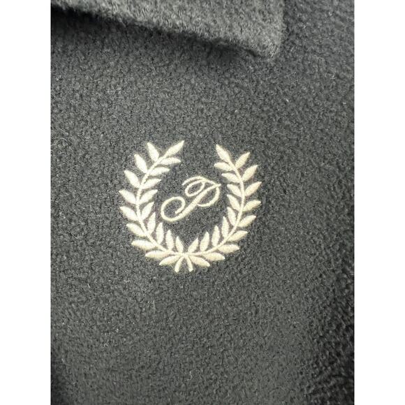 Victoria's Secret PINK Black Reverse Fleece Cropped Polo Sweatshirt Women's Med. - Picture 3 of 7